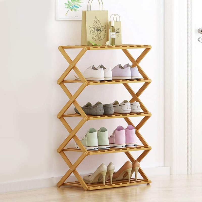 Foldable Bamboo Shoe Rack