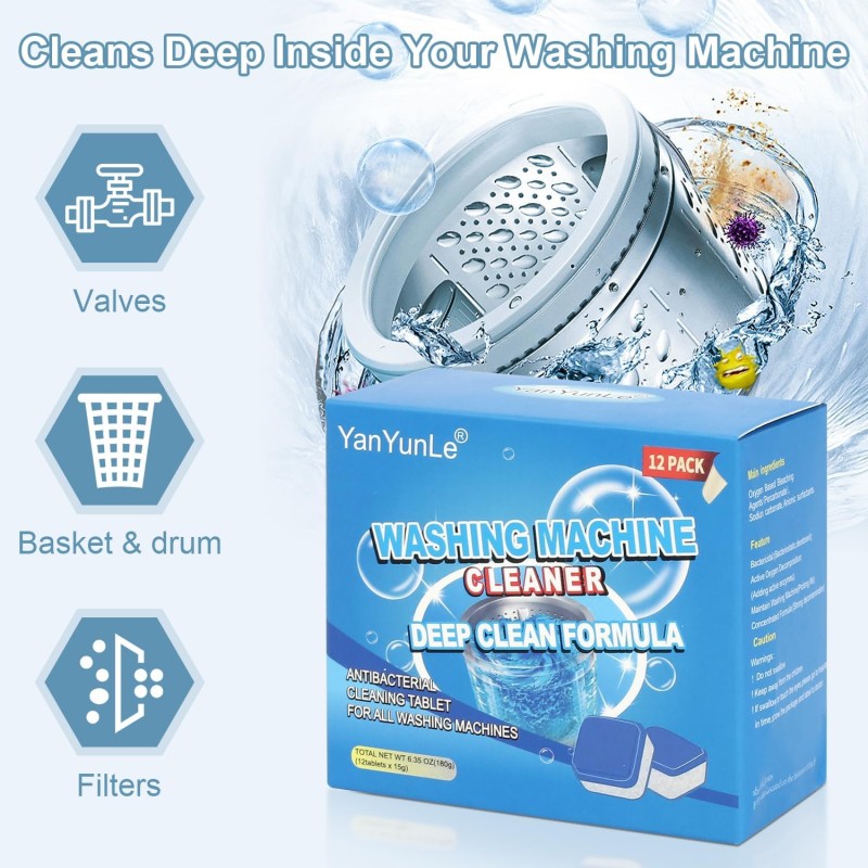 Washing Machine Deep Cleaning Formula Tablets 12pcs Pack 2 of 7