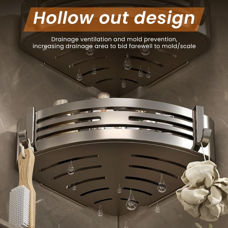 Corner Bathroom Organizer Rack Double Layer 2 of 11