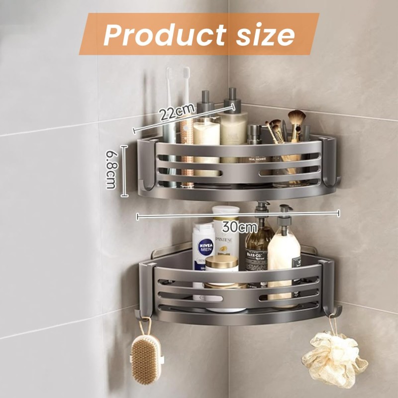 Corner Bathroom Organizer Rack Double Layer 4 of 11