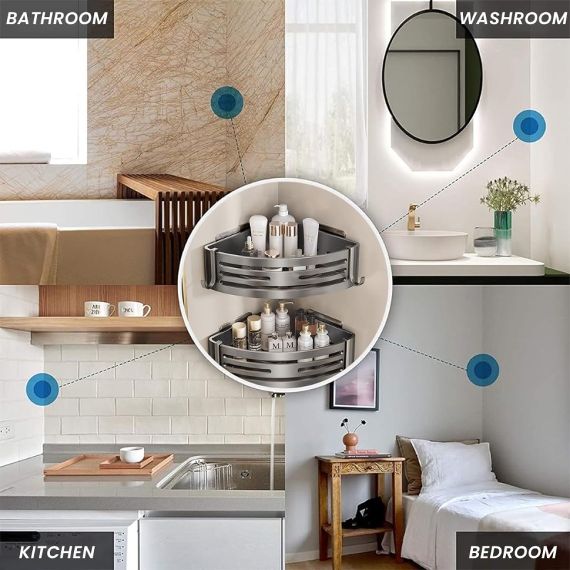 Corner Bathroom Organizer Rack Double Layer 6 of 11