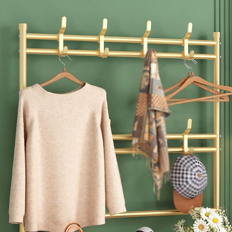 Metallic 5-Tier Shoe Rack with Coat Hooks 4 of 6