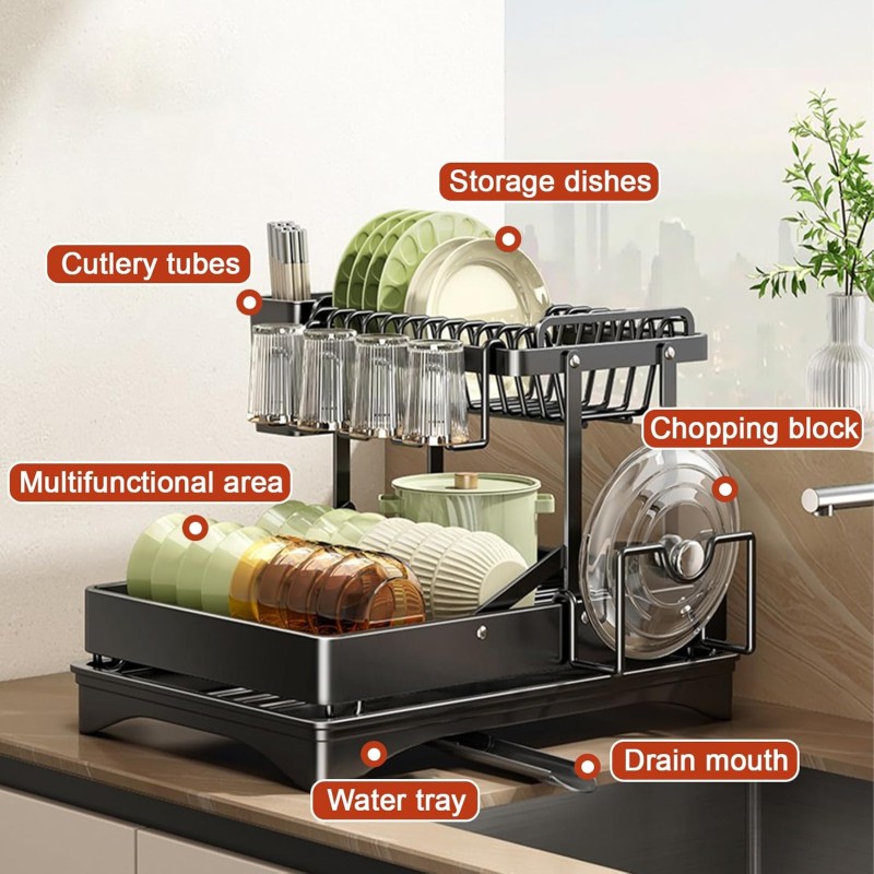 Multifunctional & Collapsible Dish Rack for Kitchen Counter 10 of 12