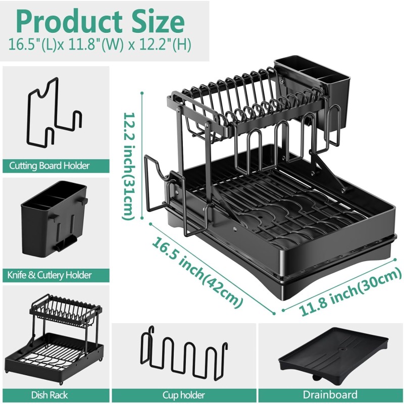 Multifunctional & Collapsible Dish Rack for Kitchen Counter 11 of 12
