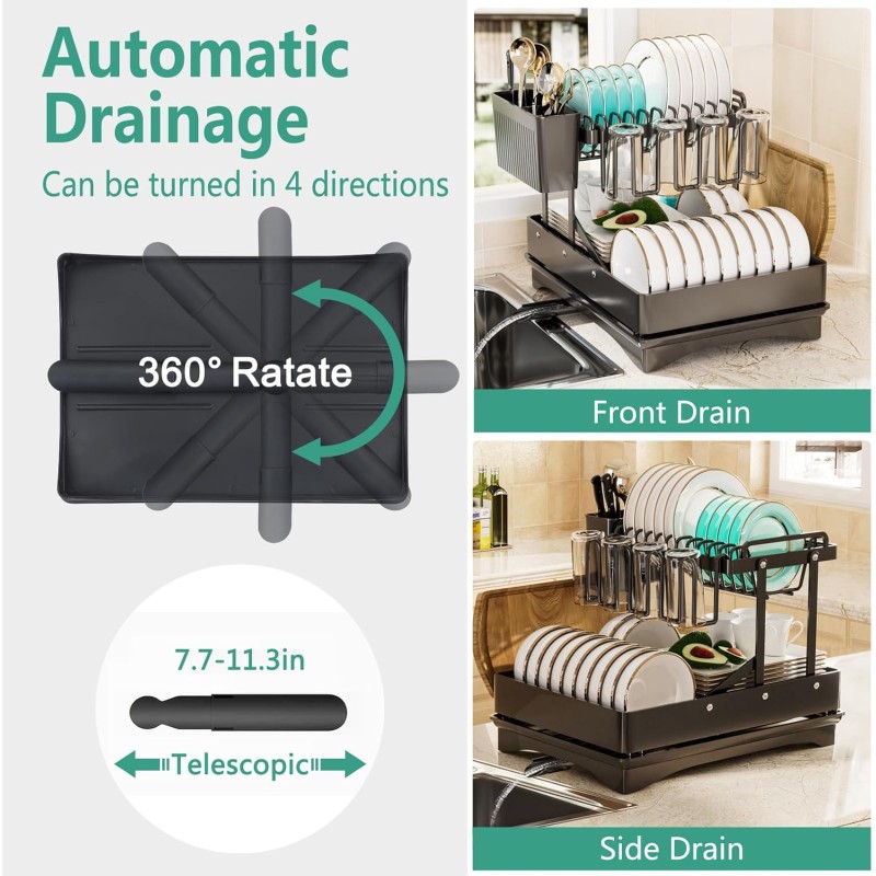 Multifunctional & Collapsible Dish Rack for Kitchen Counter 9 of 12