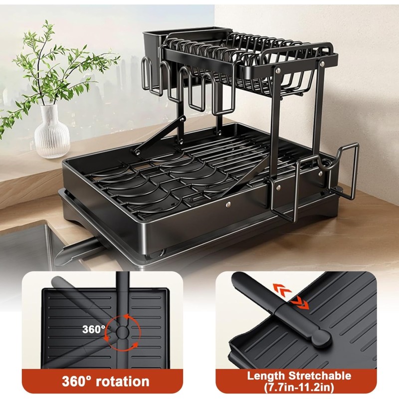Multifunctional & Collapsible Dish Rack for Kitchen Counter 7 of 12