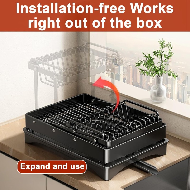 Multifunctional & Collapsible Dish Rack for Kitchen Counter 6 of 12