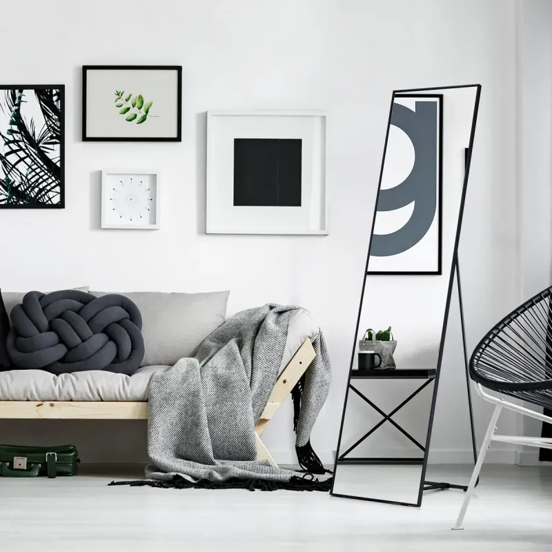 Full-Length Standing Dressing Mirror with Metal Frame 4 of 9