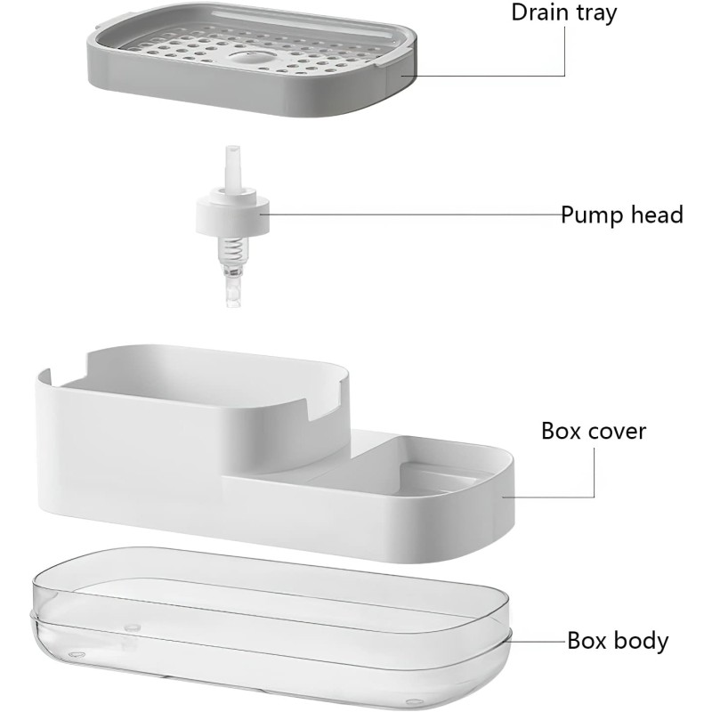 Kitchen Soap Dispenser with Sponge Holder Detergent Dispenser & Sink Organizer 5 of 8