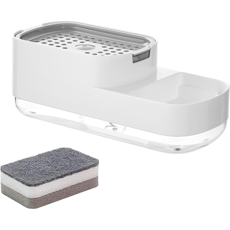 Kitchen Soap Dispenser with Sponge Holder Detergent Dispenser & Sink Organizer 8 of 8