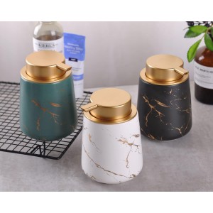 Gold Marble Ceramic Soap Dispenser, 400ml