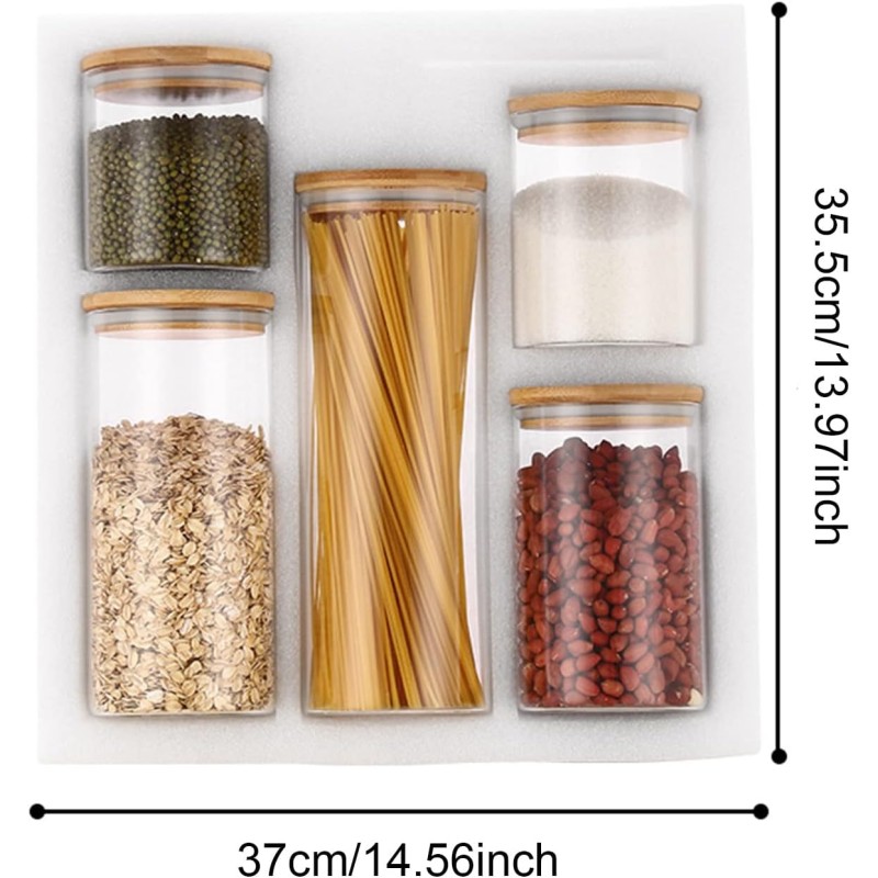 Set of 5 Glass Jars with Bamboo Lids Stackable Kitchen Storage Containers 8 of 8