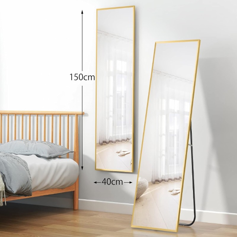 Full-Length Standing Dressing Mirror with Metal Frame 2 of 9