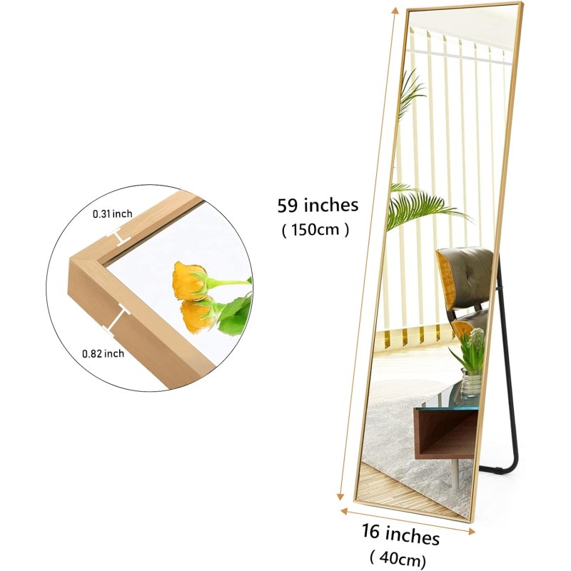 Full-Length Standing Dressing Mirror with Metal Frame 9 of 9