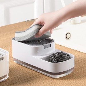 Kitchen Soap Dispenser with Sponge Holder Detergent Dispenser & Sink Organizer