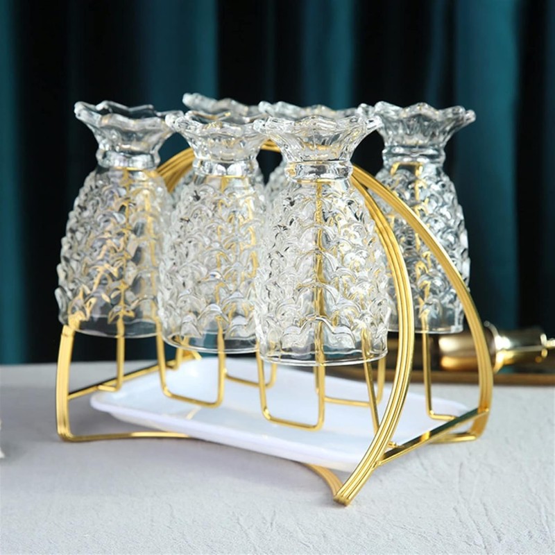 Cup Glass Holder with Drain Tray Gold 2 of 4