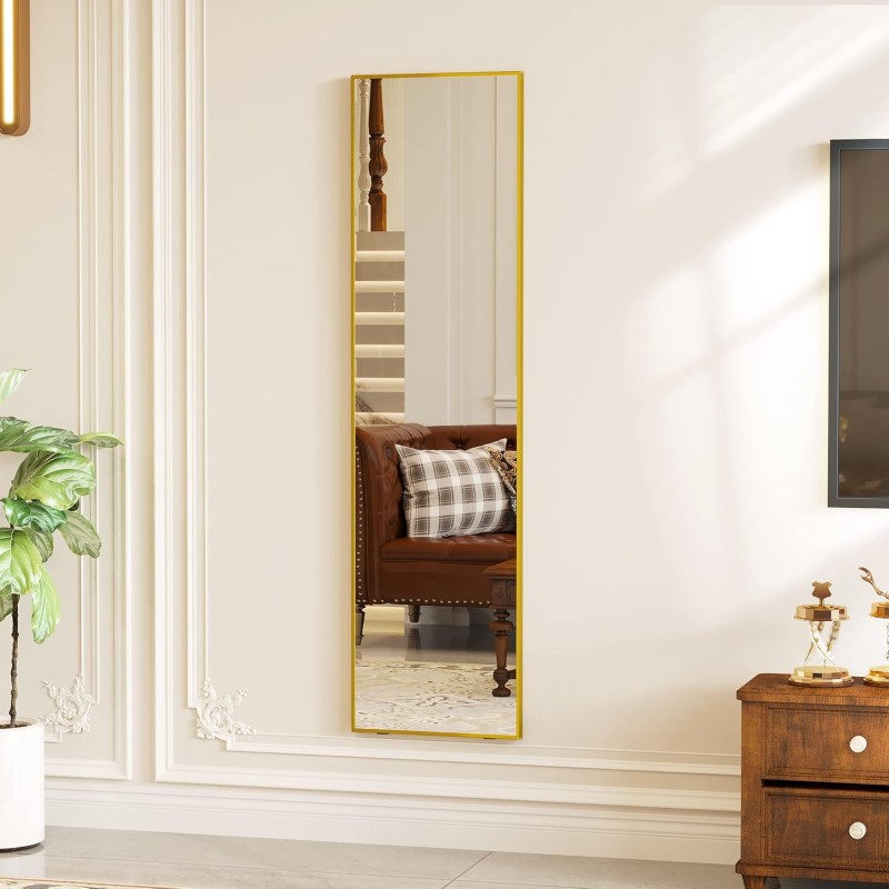 Full-Length Standing Dressing Mirror with Metal Frame 7 of 9