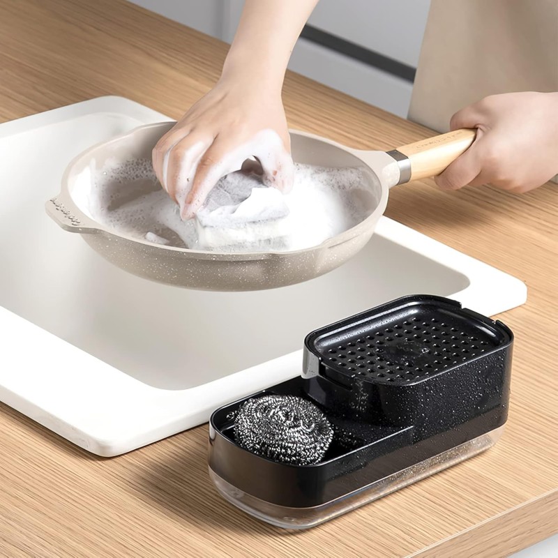 Kitchen Soap Dispenser with Sponge Holder Detergent Dispenser & Sink Organizer 2 of 8