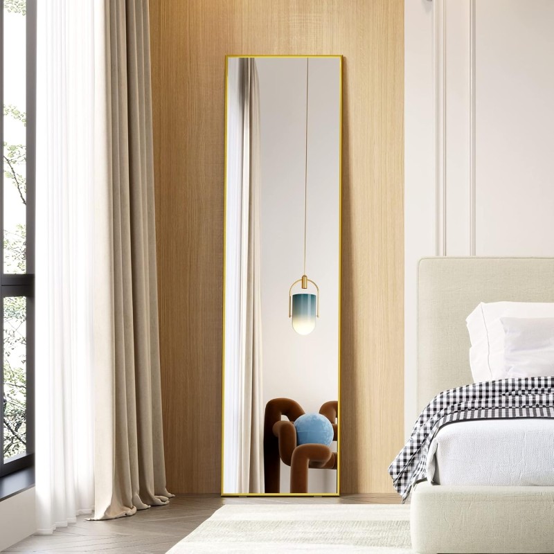 Full-Length Standing Dressing Mirror with Metal Frame 8 of 9