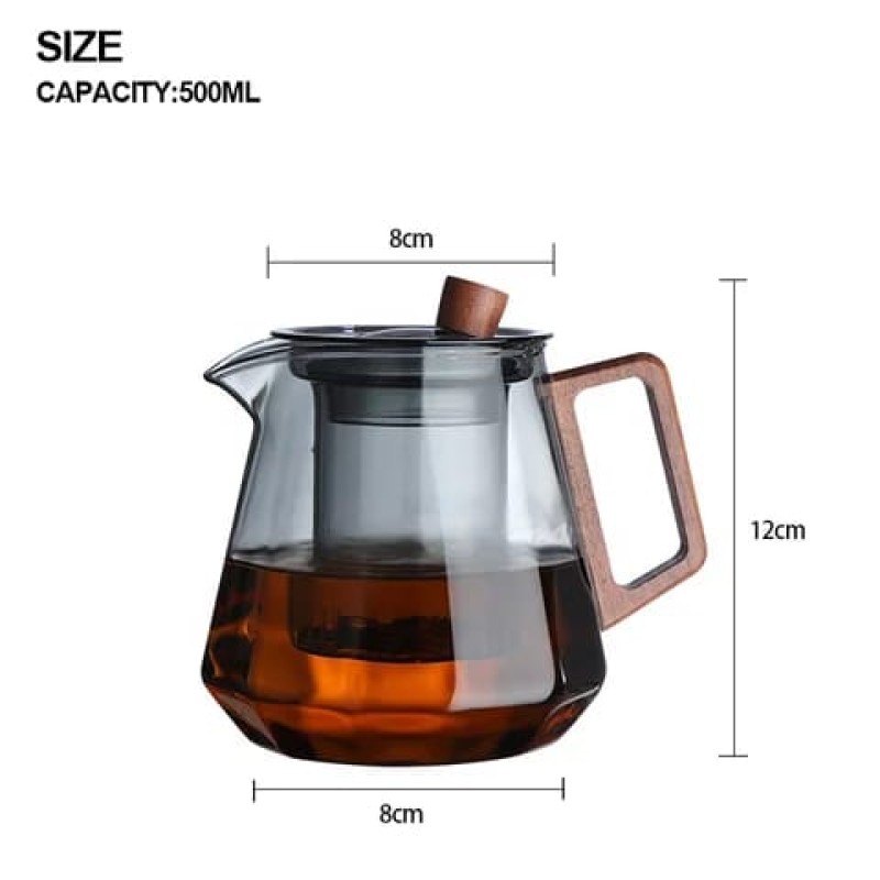 Diamond shaped heat resistant glass tea infuser Pot 4 of 5