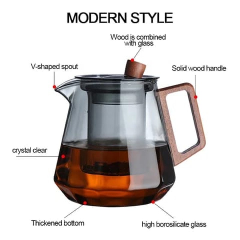 Diamond shaped heat resistant glass tea infuser Pot 3 of 5