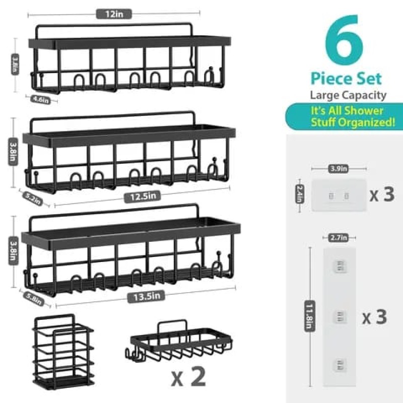 6pcs Set Shower Caddy Shelf/Bathroom Organizer 4 of 7