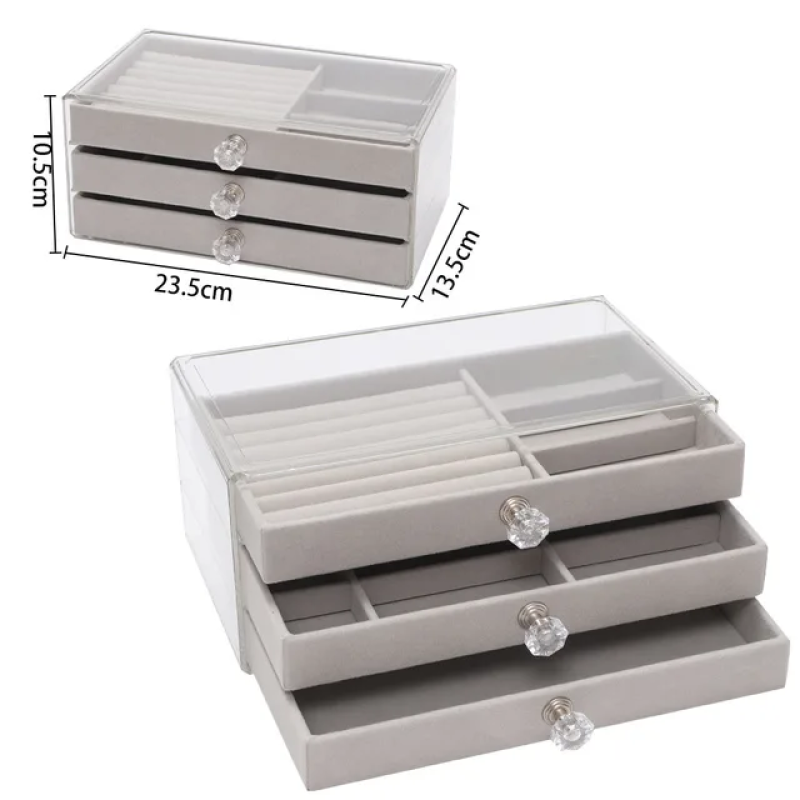 Acrylic Organizer, Velvet 3 layer Jewellery Storage 5 of 6