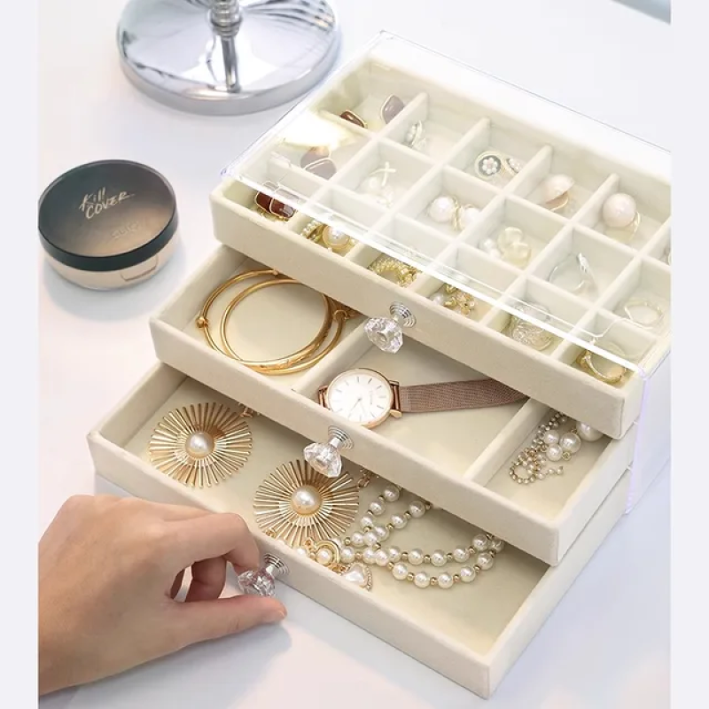 Acrylic Organizer, Velvet 3 layer Jewellery Storage 4 of 6