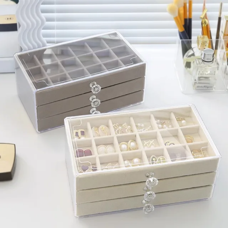 Acrylic Organizer, Velvet 3 layer Jewellery Storage 3 of 6