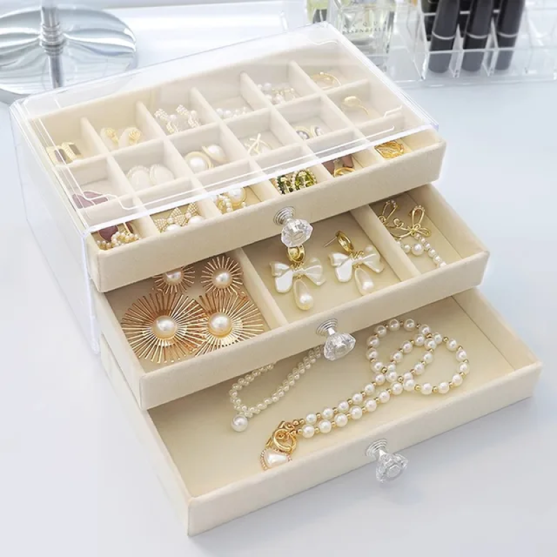 Acrylic Organizer, Velvet 3 layer Jewellery Storage 2 of 6