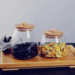 Glass Candy/Spice Jar with Bamboo Lid Glass Candy/Spice Jar with Bamboo Lid