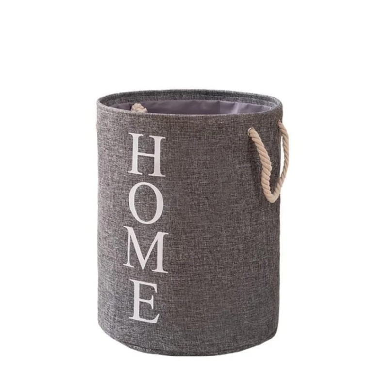 Round Cotton Linen Laundry Basket 3 of 5