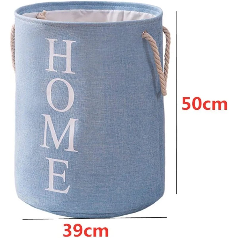 Round Cotton Linen Laundry Basket 2 of 5