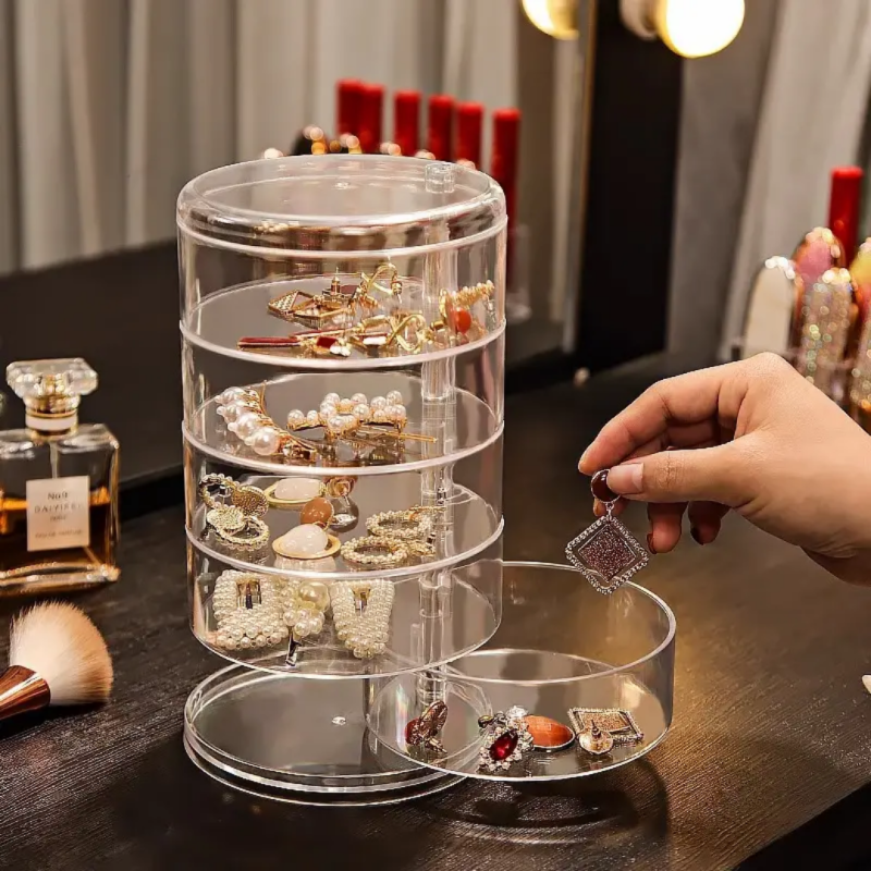 Rotating Acrylic 5-Tier Jewelry Box 2 of 4