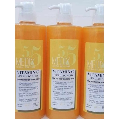 Medix 5.5 Vitamin C + Ferulic Acid Firm and Brighten Shower Cream. Medix 5.5 Vitamin C + Ferulic Acid Firm and Brighten Shower Cream.