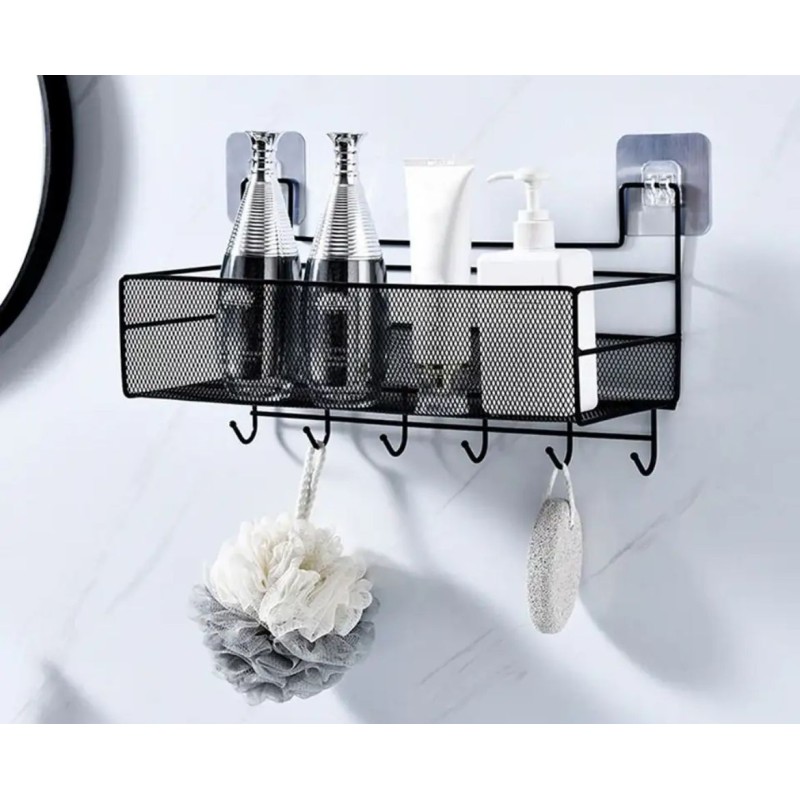 Mesh Bathroom Rack with Hooks 2 of 4