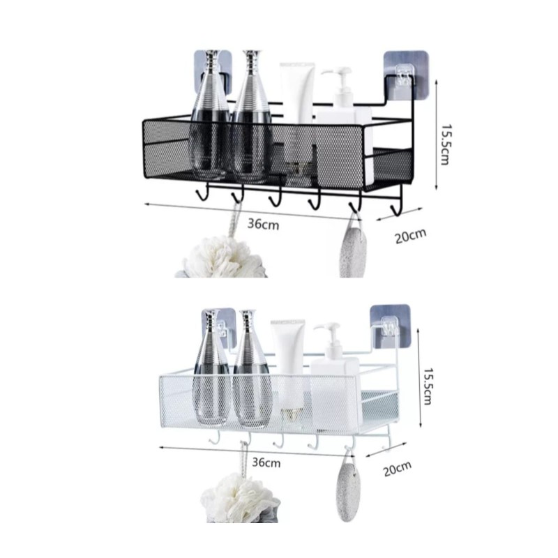 Mesh Bathroom Rack with Hooks 3 of 4
