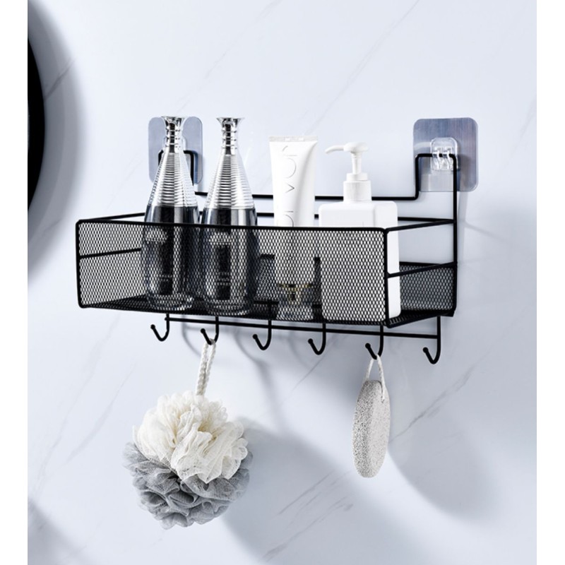 Mesh Bathroom Rack with Hooks 4 of 4