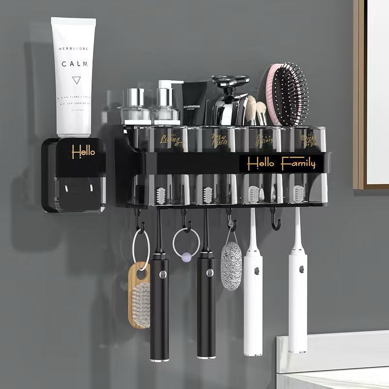 Toothbrush Holder & Toothpaste Dispenser with 4 Cups