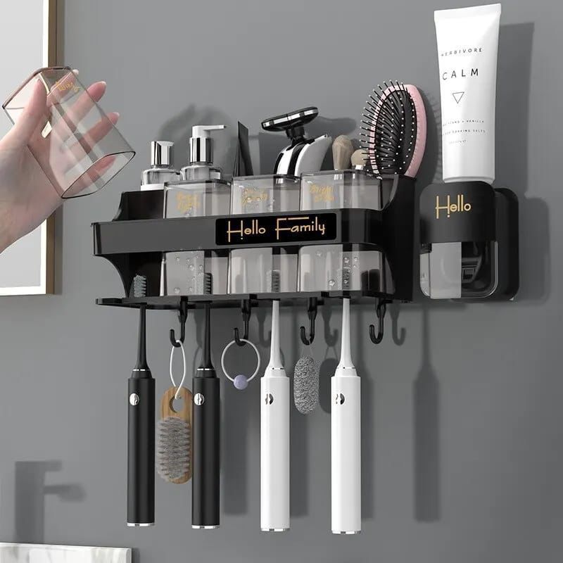 Toothbrush Holder & Toothpaste Dispenser with 4 Cups 2 of 4