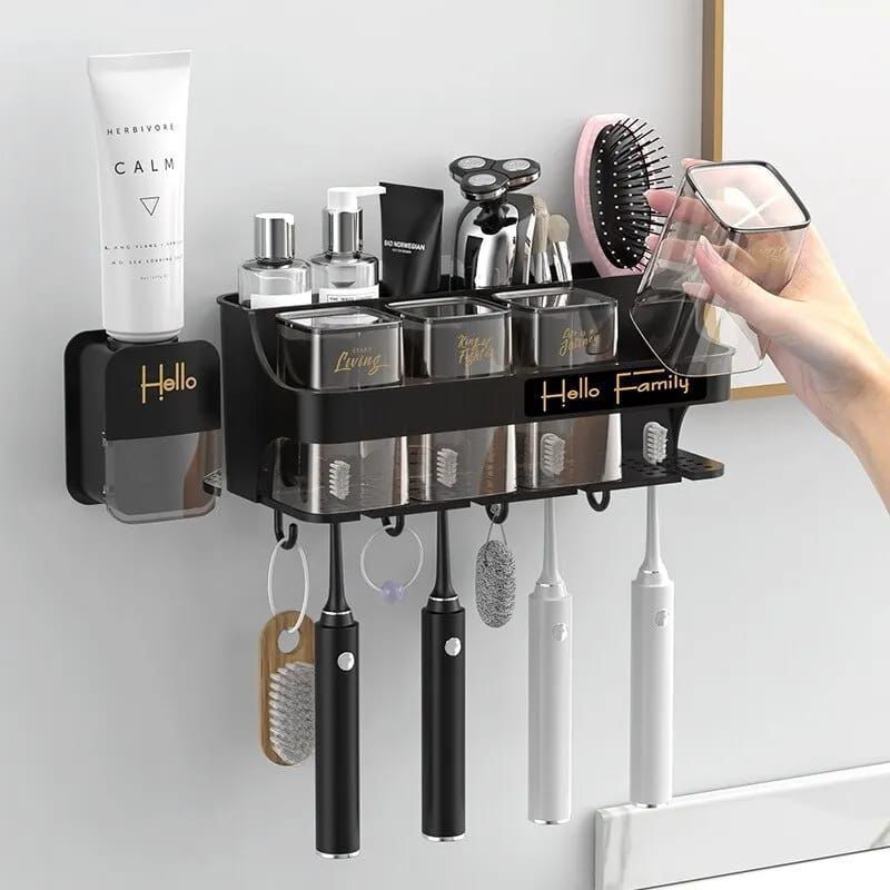Toothbrush Holder & Toothpaste Dispenser with 4 Cups 3 of 4