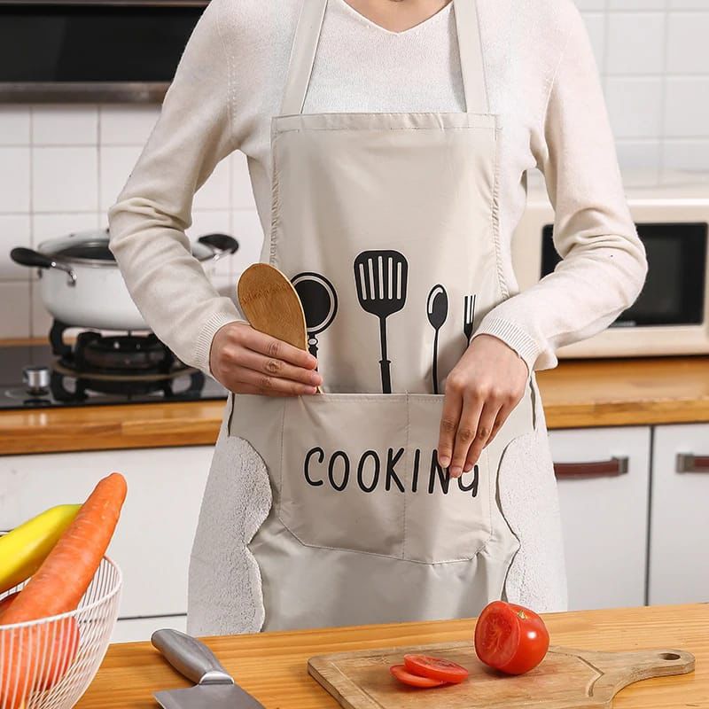 Kitchen Apron with Hand Wipe Pockets 2 of 4