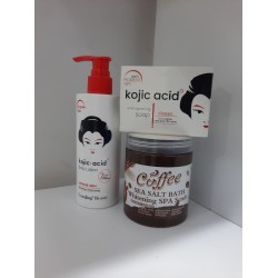 Coffee Scrub, Kojic Acid Lotion and Kojic Soap Trio Coffee Scrub, Kojic Acid Lotion and Kojic Soap Trio