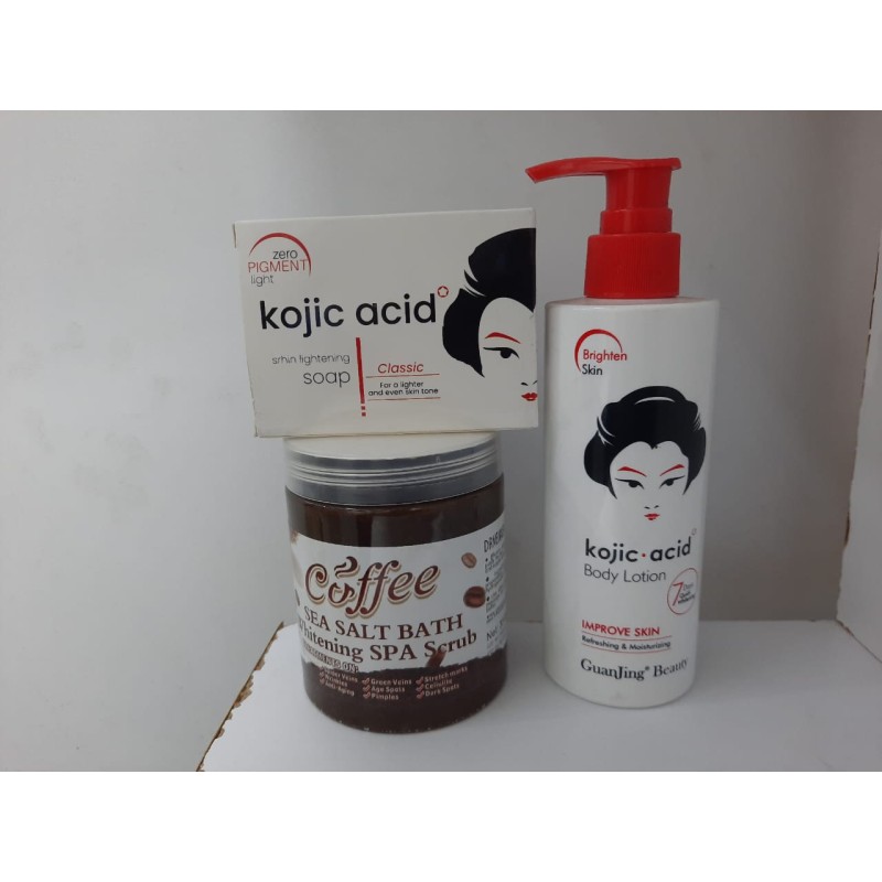 Coffee Scrub, Kojic Acid Lotion and Kojic Soap Trio 2 of 2