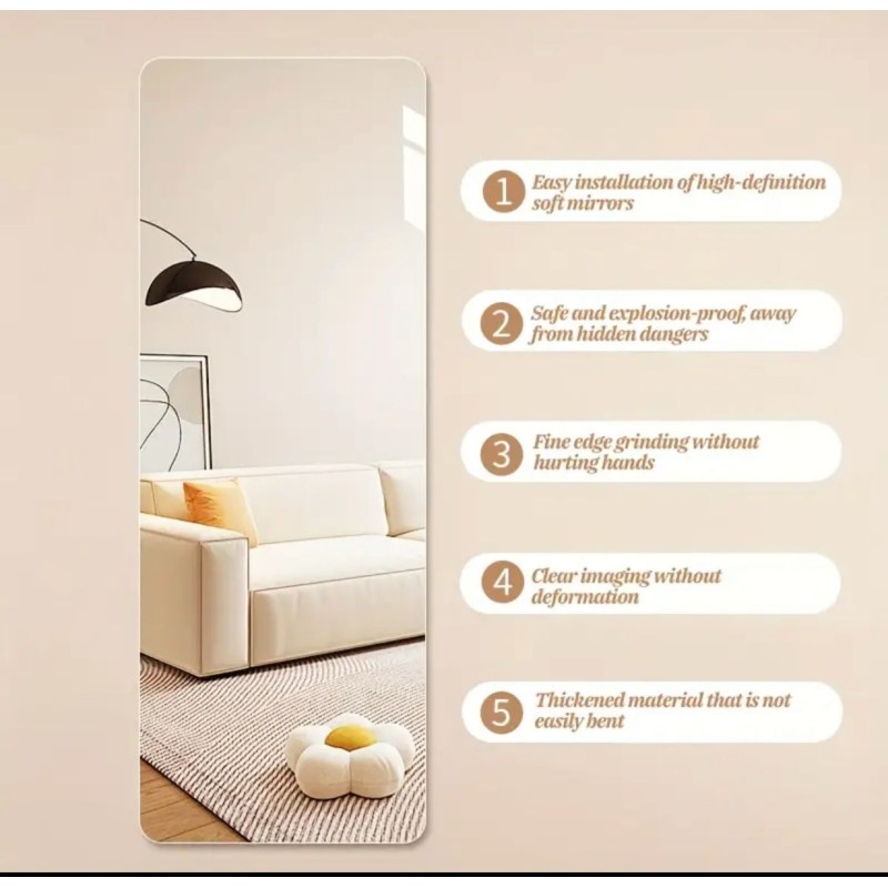 Full-Length Self-Adhesive Acrylic Mirror 8 of 8