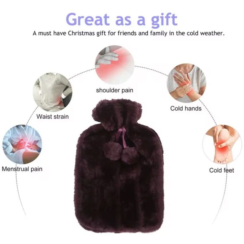 Hot Water Bottle with Faux Fleece Cover 4 of 5