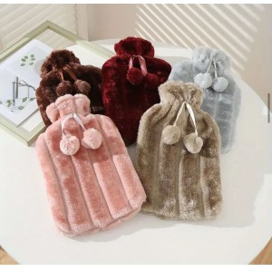 Hot Water Bottle with Faux Fleece Cover