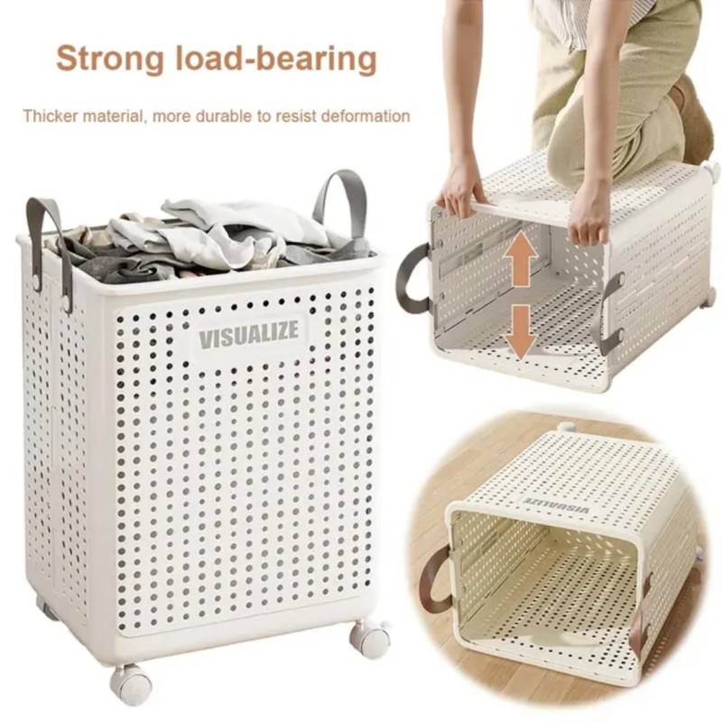 Foldable Multipurpose Hamper Basket with Wheels 2 of 3