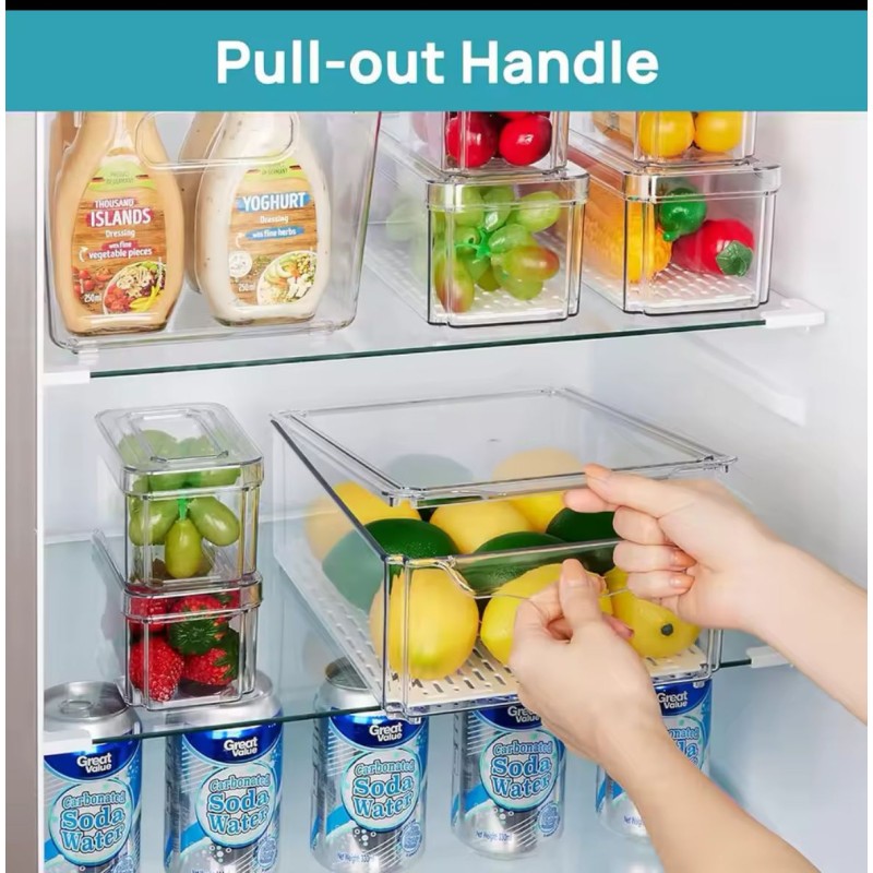 14pcs & 7pcs - BPA-Free Stackable Acrylic Fridge Organizer Bins 8 of 9