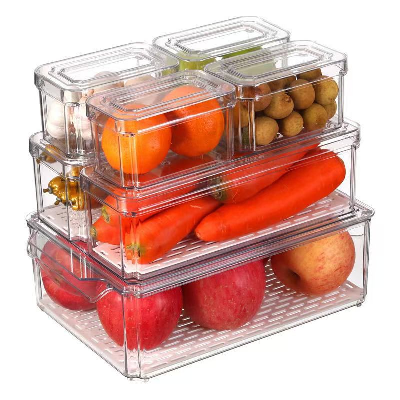 14pcs & 7pcs - BPA-Free Stackable Acrylic Fridge Organizer Bins 7 of 9